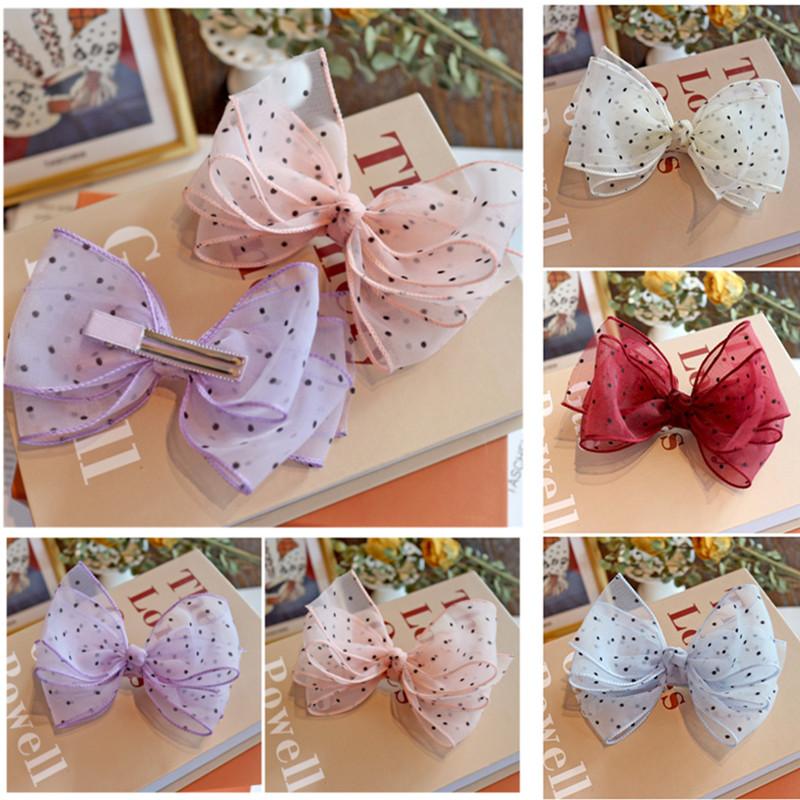 

10pcs/Lot Hair Accessories Dot Yarn Hair Bows for Girls Handmade Organza Hairpins with Clips Children Fashion Sweet Headdress, Beige