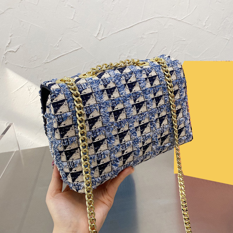 

2021 Autumn France Womens Tweed Bags Linen Quilted Designer Matelasse Chain Crossbody Shoulder Sequin Large Capacity Lady Famous Luxury_handbags 25C/23C, C 25cm black