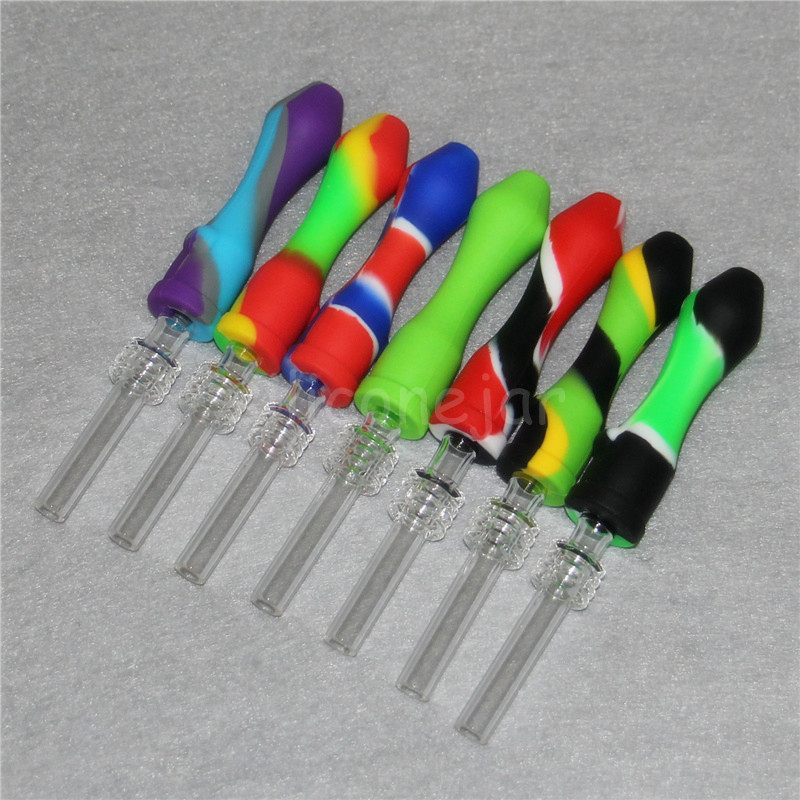 

5pcs Hookahs Silicone Smoking Pipes Ti Nail NC Kit Set With 10mm GR2 Titanium Tip Concentrate Cap Dab Rigs Wax Oil Burner