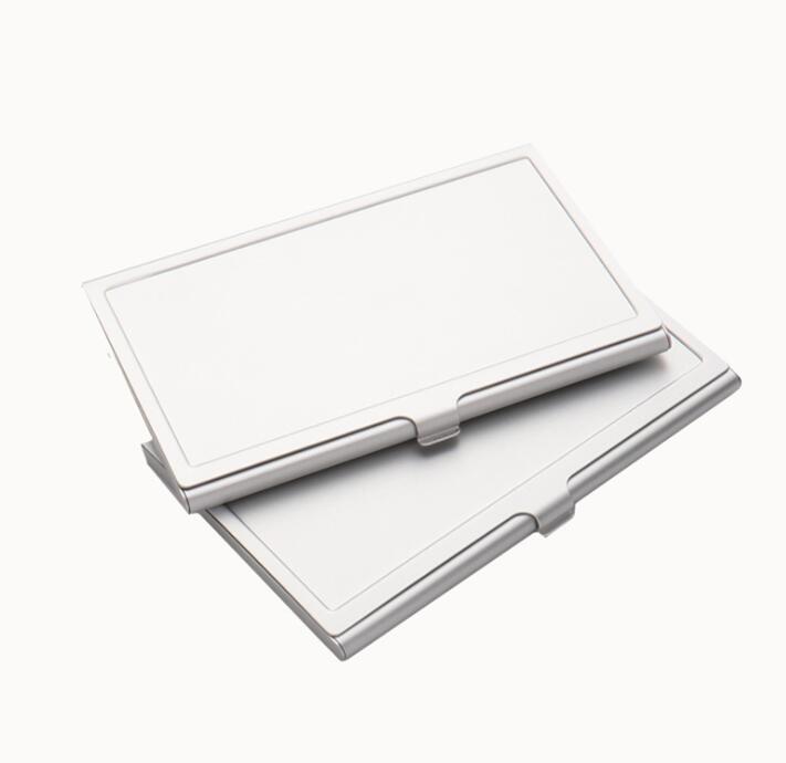 

10pcs Card Holders Sublimation DIY White Blank Aluminum Concave Position Rectangle Name Cards Boxes, Silver
