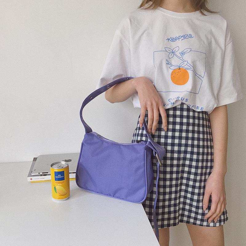 

Summer Ladies Canvas Bag Japanese Personality Casual Wild Small Bag Solid Color Shoulder Messenger Student Cloth Satchel, Black