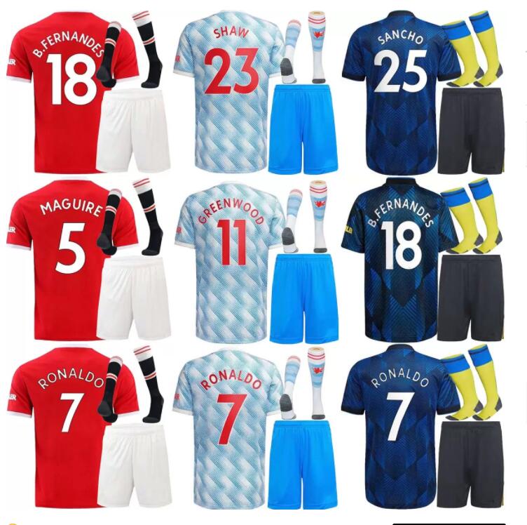 

ronaldo 21 22 manchester sancho soccer b.fernandes united jersey fans player version man lingard pogba rashford football shirt utd 2021 2022, Black