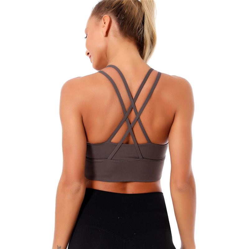 

Yoga Outfit Women Backless Vest Sexy Sports Bra Breathable Nylon Naked Feel Gym Underwear With Padded Workout Running Fitness Bras