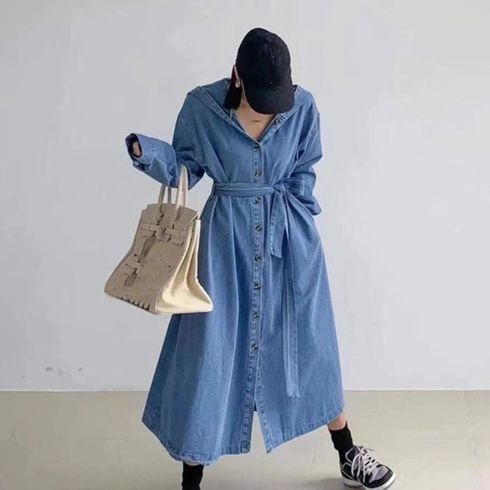 

2021 New Japanese Women's Casual Style Simple Single Breasted Denim Long Sleeve Snwz, Multiple