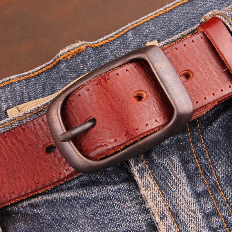 

2021 New Unisex Genuine Belts Men and Women Italian Cow Leather Belt for 105cm~125cm Length Metal Pin Buckle Free Shipping 5c55, Black