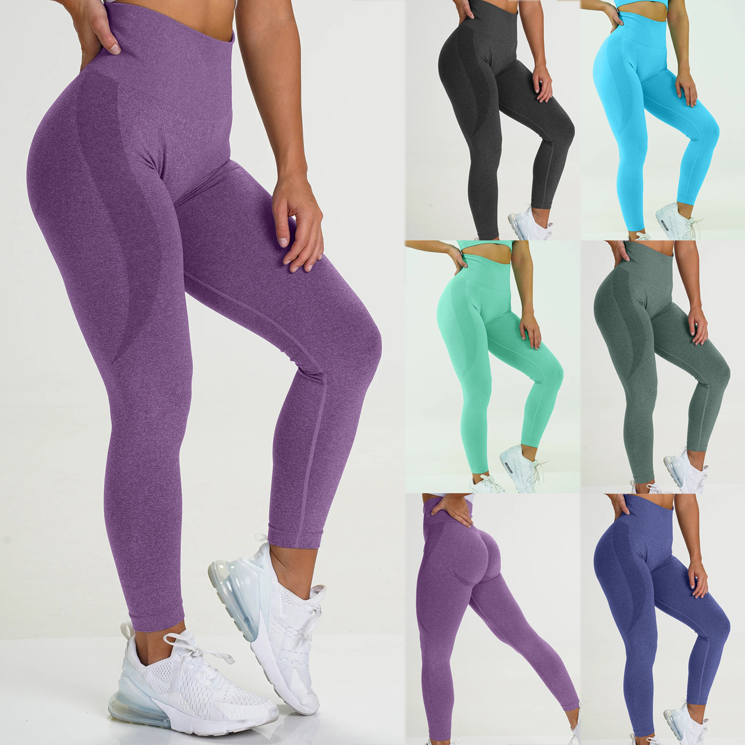Women Yoga Pant Fitness Pure Color Casual Sports Tight-fitting Comfortable Concise Seamless Yoga Pants Hot Style Trousers 2021-image-663153202