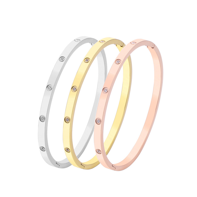 

4mm thin Titanium steel Love Bracelets silver rose gold bracelet Bangles Women Men Screw Screwdriver Couple Bracelet Jewelry with Red Dust Bag