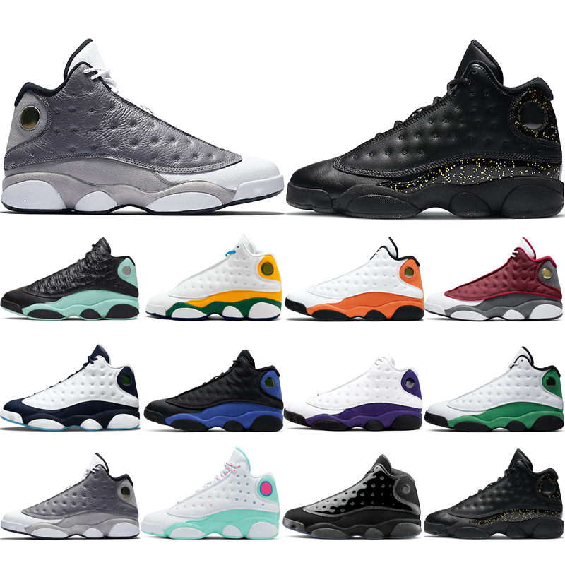 

13s Man basketball shoes Atmosphere Grey Aurora Green Cap and Gown Gold Glitter Hyper Royal Island Lakers Lucky Obsidian Playground Red Flint High Cut for man's shoe