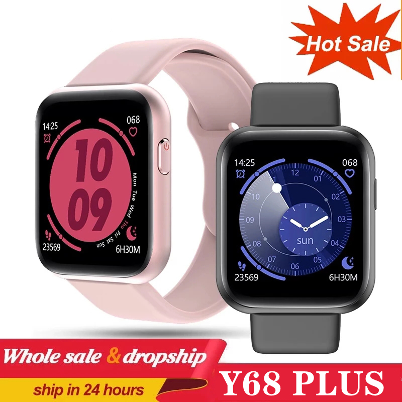 

Y68 Plus Smart Watch 2021 Men Women Heart Rate Fitness Tracker Bracelet Smart Clock Waterproof Sport Smartwatch for Android IOS