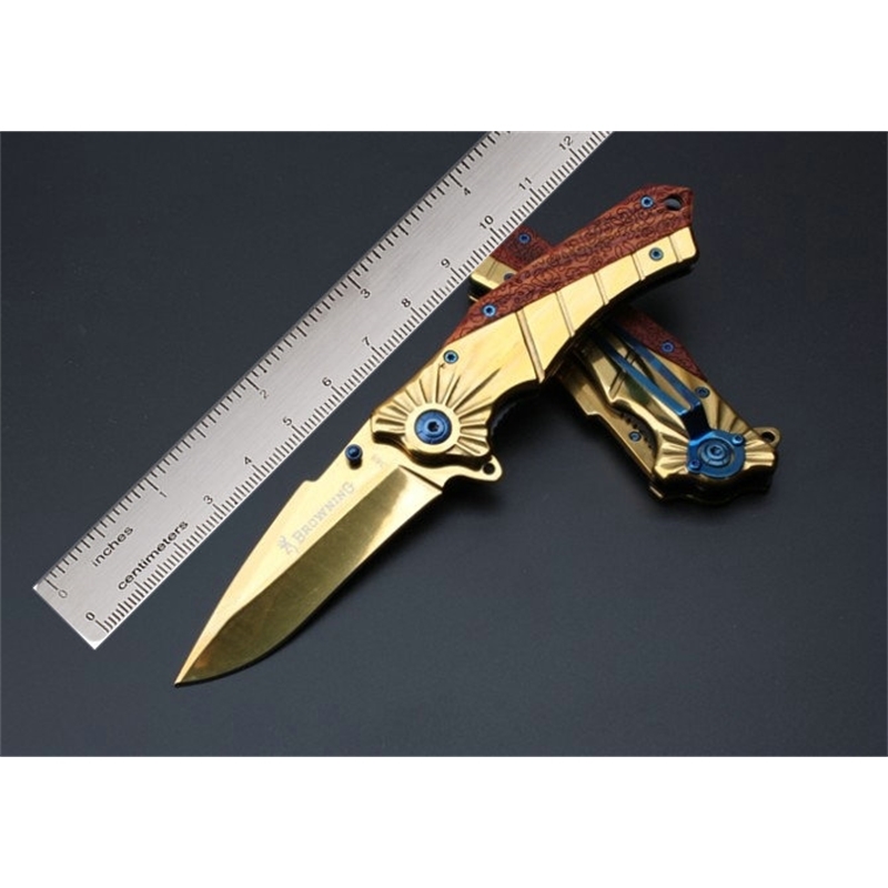 

GOLD Browning 368 Flipper Tactical Folding Knife 5Cr15Mov 57HRC Full Steel Outdoor Camping Hunting Survival Pocket Utility EDC Collection