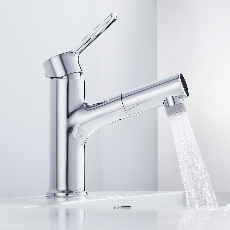 

2021 New 2 Types of Spray From the Basin with Pull-out Hand Shower Mixer Water Hot and Cold Faucets Faucet Sink Dolq