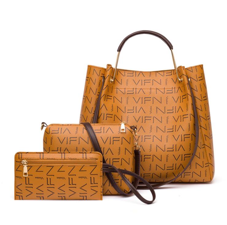 

wholesale women leather shoulder bag elegantly printed three-piece womens handbags Simple Joker leathers messenger bags Large color matching fashion handbag