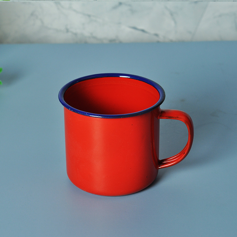 

rust free good quality 370ml unbreakable plain military army olive green cookable heatable enamel camping mug with lid