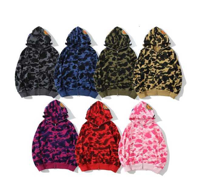 

Fashion mens shark hoodie Embroidery Teenager Blue Pink Bathing Black APE Male Tide Men 's Couples camouflage Drake Ovo Jackets S, Spread