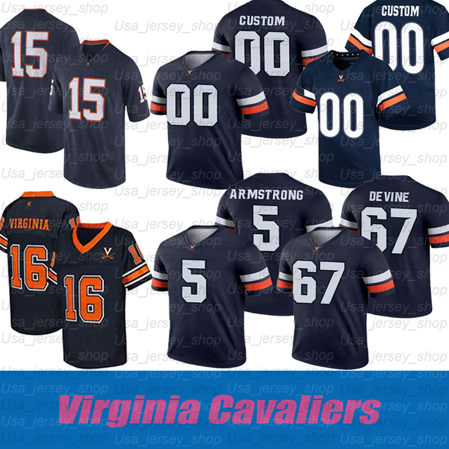 

Custom Virginia Cavaliers Jersey #14 Noah Taylor s #5 Brennan Armstrong # 21 Wayne Taulapapa #91 Chris Long Jerseys, 16 navy and orange