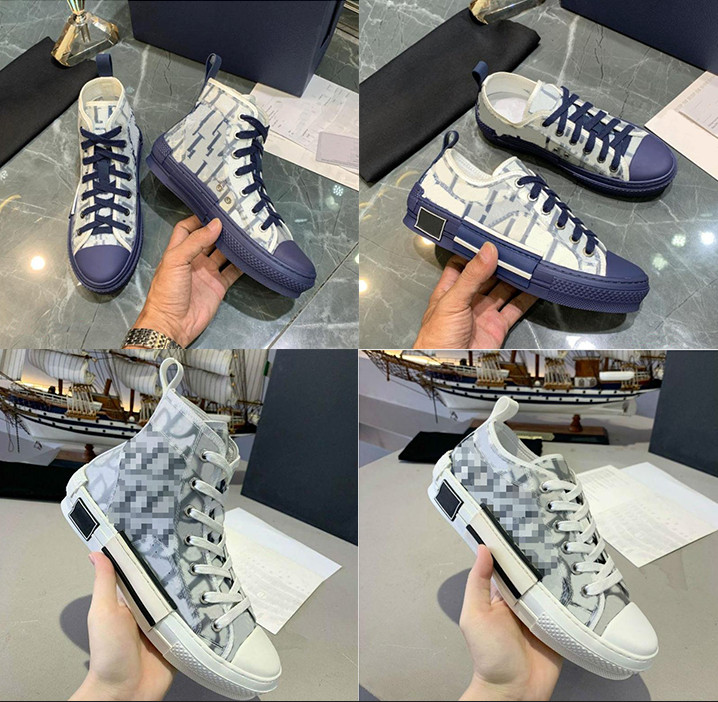 

New Designer Sneakers B23 Oblique High Low Top Mens Sneaker B24 Technical Canvas Leather Women Casual Shoes bee best Quality Luxurys Trainers, 14