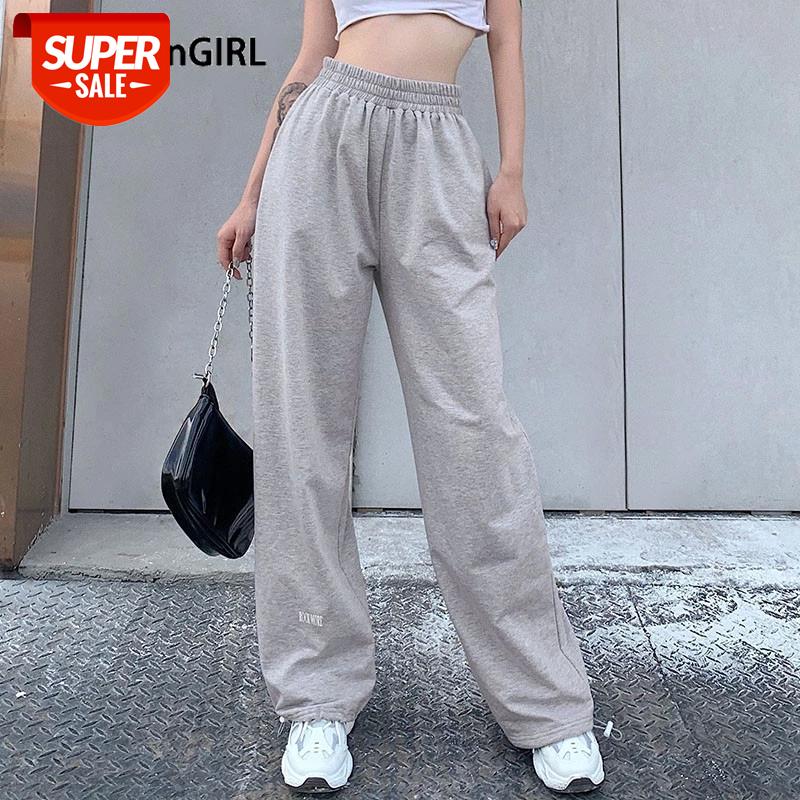 

HEYounGIRL Casual Loose Baggy Sweatpants Women Gray Letter Print High Waist Pants Capris Drawstring Long Trousers Pocket Summer #wW9W, Black;white