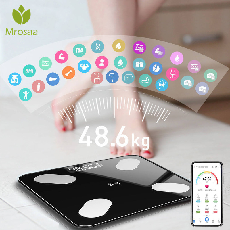 

Bluetooth-compatible Body Fat Scale Smart BMI Scale LED Digital Bathroom Weight Scales Balance Body Composition Analyzer APP