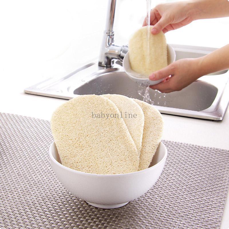 

3pcs Set Natural Loofah Dishwashing Cloth Scrub Pad Dish Bowl Pot Easy To Clean Scrubber Sponge Kitchen Clean Brushes Scrub Pad