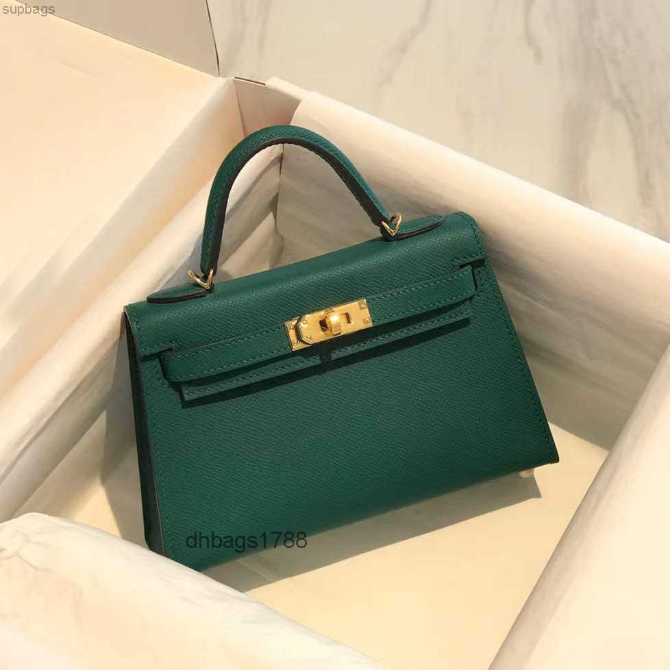 

DHbags1788 High order first layer cowhide Kelli Bags Mini 2021 new fashion high sense hand bill of lading Shoulder Messenger female B-001, Elephant gray