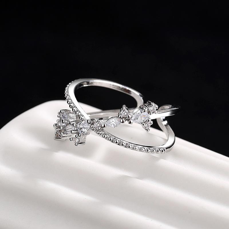 

Wedding Rings Design Silver Plated X Shape Cross Ring For Women Female Fashion Micro Paved CZ Crystal Infinity Sign Branch Jewelry