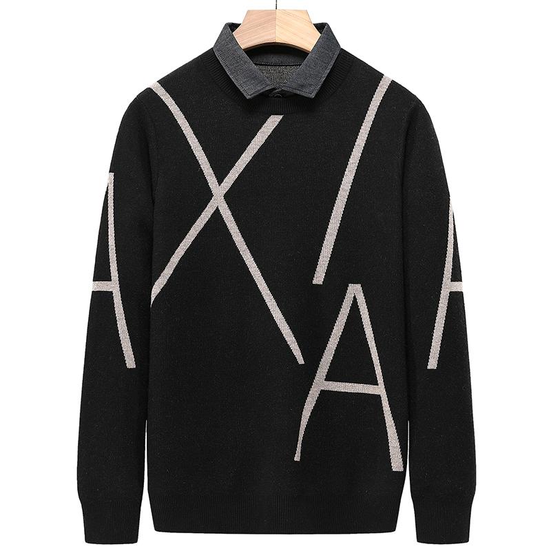 

Men's Sweaters 2022 Knit Wool Pullover Sweater Men High End Fashion Brand Geometric Autum Winter Casual Jumper Mens Clothes Designer, White;black
