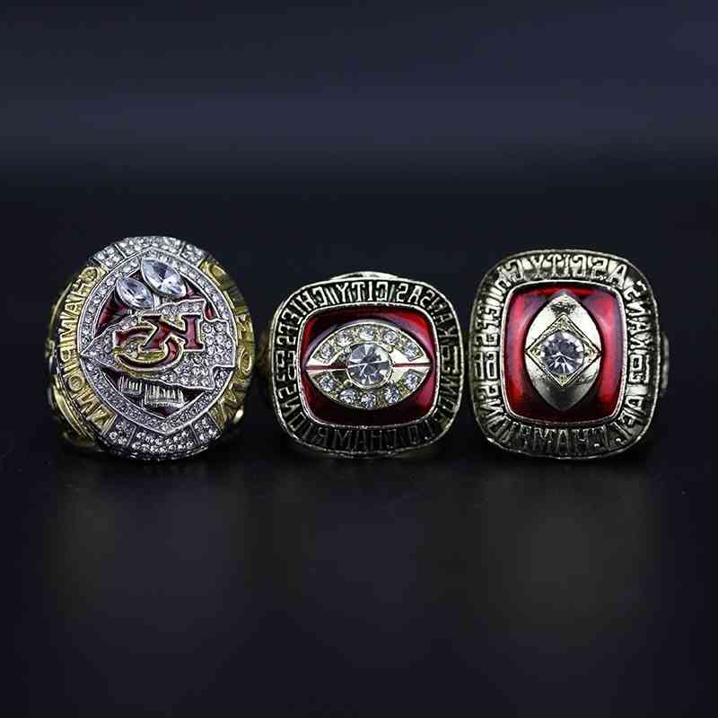 

New 1966 1969 2020 Kansas chief championship ring 3-piece set with box