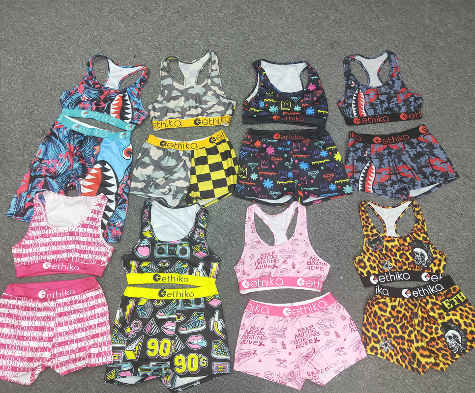 women 2 piece ethika set ethika women Ethika boxers Bikini Vest Tank Bras Swimsuit Playsuit Shark Swim Suits bikinis-image-658823017