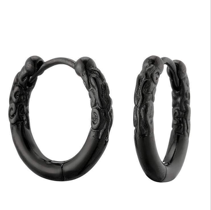 

Hoop & Huggie Punk Earrings For Man Stainless Steel Simple Round Circle Rock Roll Mens Hip Hop Jewelry
