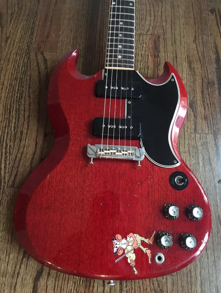 

Relic Black Sabbath Tony Iommi Vintage Cheery Monkey SG Electric Guitar Mini Pickups, Wrap Around Tailpice, Chrome Hardware