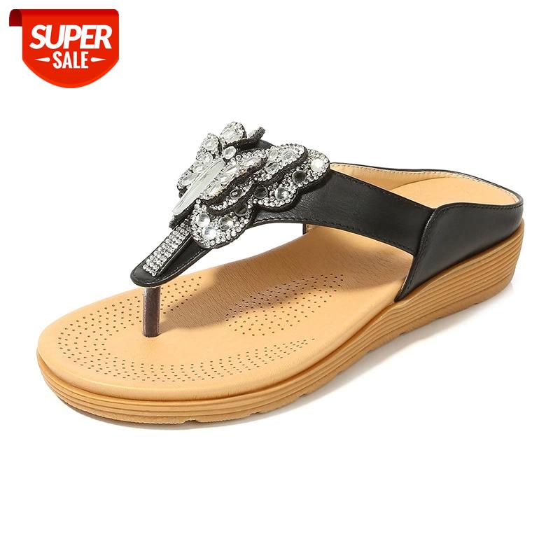 

Woman Shoes Sandals Women Comfy Beach Shoes Summer Bohemia Sandalias PU Flat Sandals For Ladies Soft Sandal #007L, Black