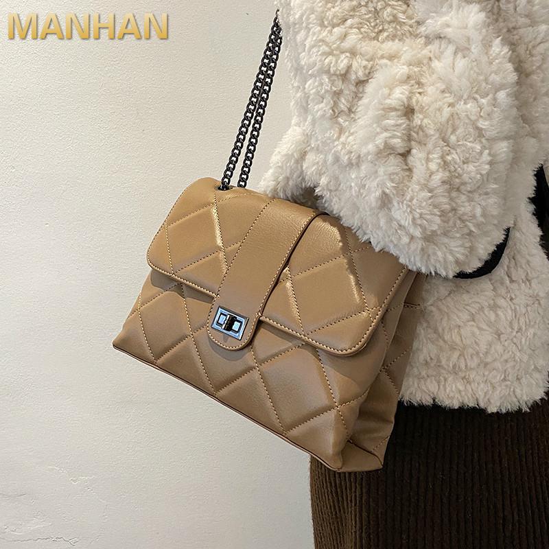 

Lattice Square Crossbody Bag 2021 Fashion New Quality PU Leather Women's Designer Handbag High Capacity Shoulder Messenger Bag, Black