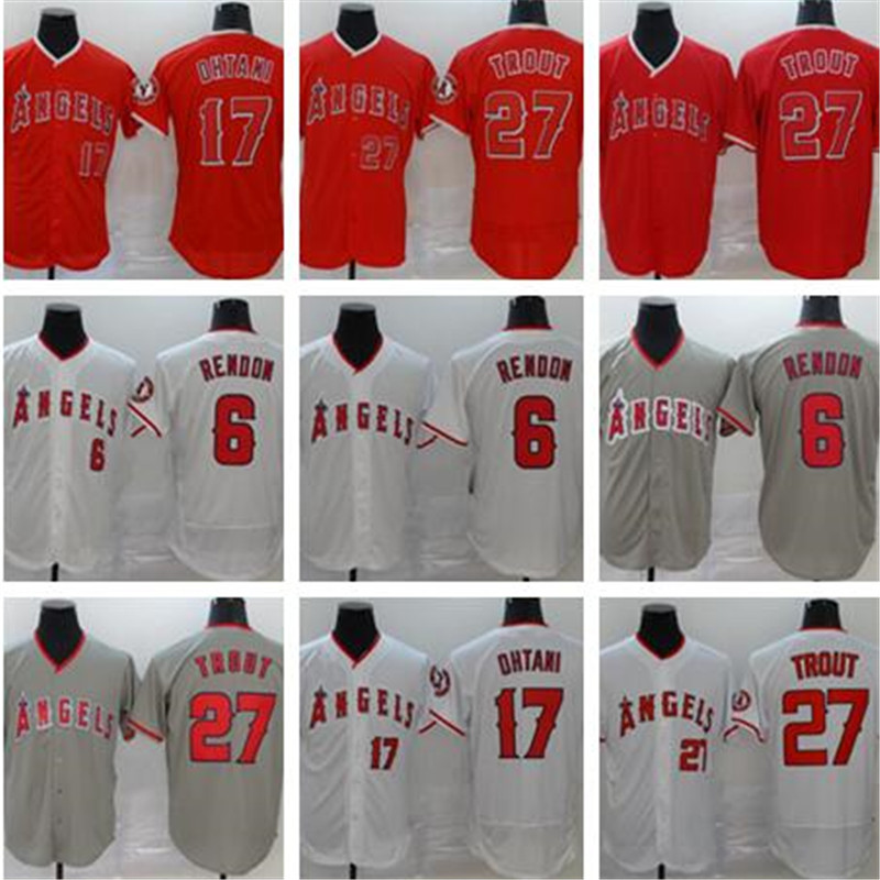 

2020 Men 6 Anthony Rendon 27 Mike Trout Angels 17 Shohei Ohtani Baseball Jerseys, Blue;black
