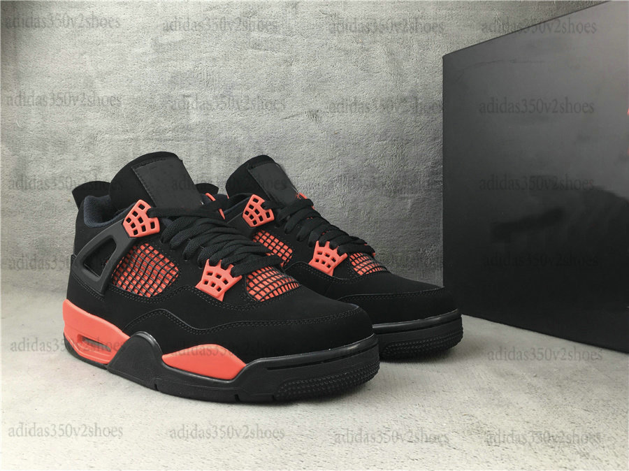 

4 Retro Red Thunde 4s Jumpman Basketball Sports Shoes Black Red Designer Trainers Sneakers