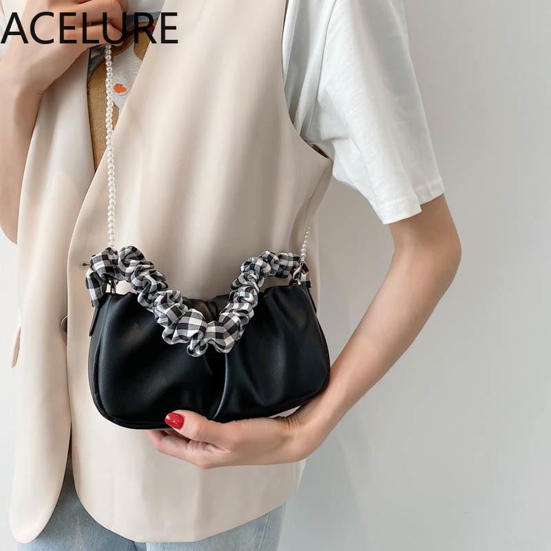 

Evening Bags ACELURE Casual Fashion Hasp Shoulder For Women White Black Soft PU Leather Messenger Elegant Ladies Shopping Purse