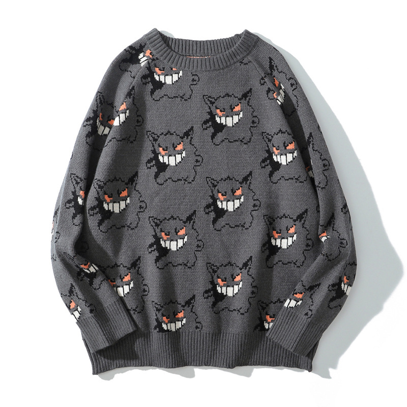 

Harajuku TripleLeaf O-Neck Oversize Fashion Casual Couple Male Sweaters Men Harajuku Hip Hop Streetwear Men Clothing Spandex Pullover, Gray
