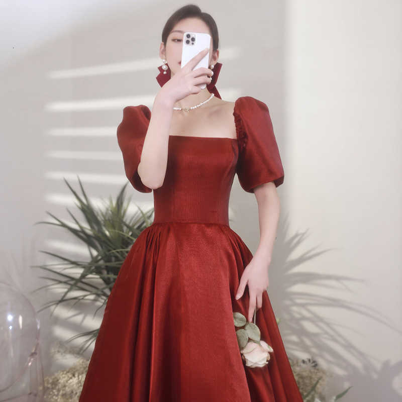 Luxury Evening Dress Toast Bride 2021 Summer Wine Red Engagement Can Wear Slim at Ordinary Tim-image-735069918