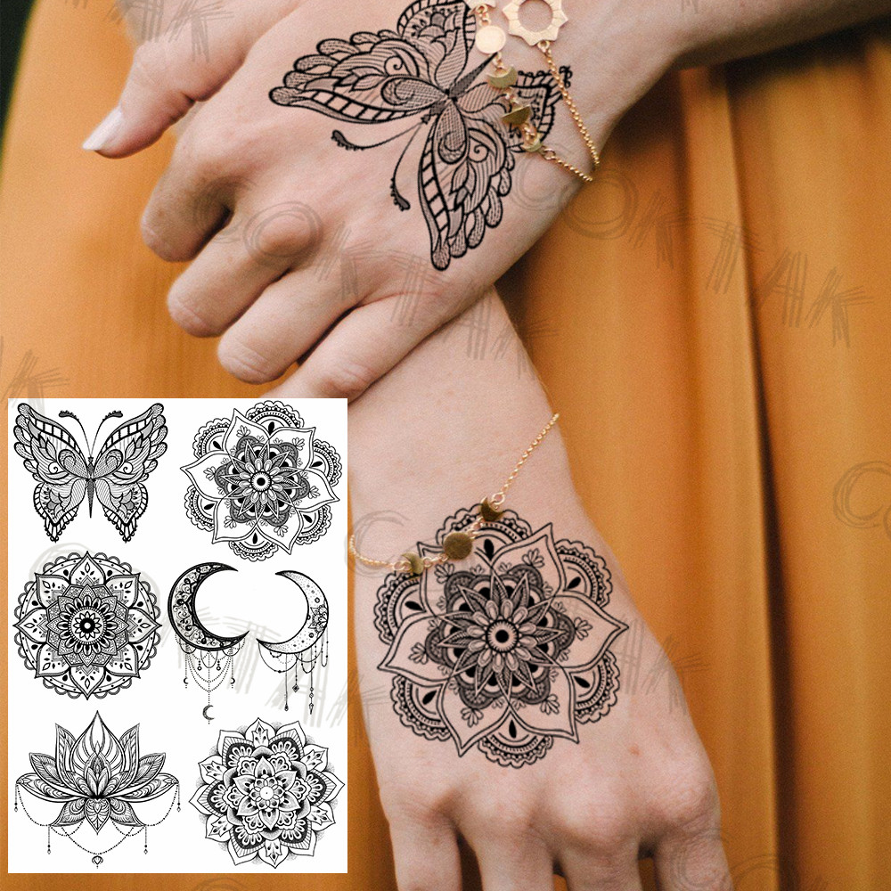 

Waterproof Temporary Tattoos sticker tattoo stickers For Kids Women Men arm fake sleeve tatoo Watercolor Space Face Hands Paste Realistic Geometric Wolf Flower