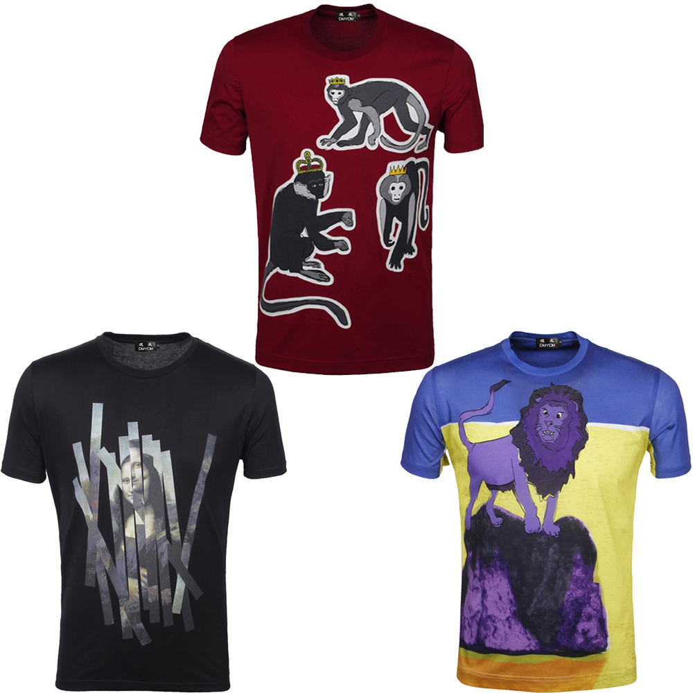 

2021 New Men Printed t Funny Hip Hop Short Sleeve Tops Tee Shirts Fashion Summer Casual Cotton Streetwear Dy674 782s, Red