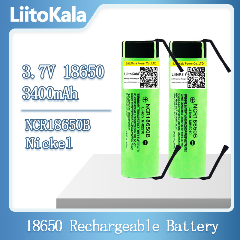 

LiitoKala Original 18650 Rechargeable battery lithium 3.7 volt NCR18650B Rechargeable Li-ion 3400mAh batteries DIY Nickel for Cig mod Flashlight