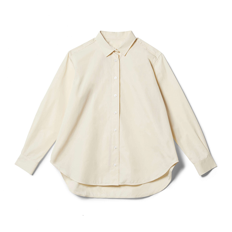 

2021 New Camisa Solta Manga Longa Feminina Clssico Bordado Tipo Turn-dowm Colarinho Feminino Blusa De Cor Slida Com Botes Primavera Outono 8, Black