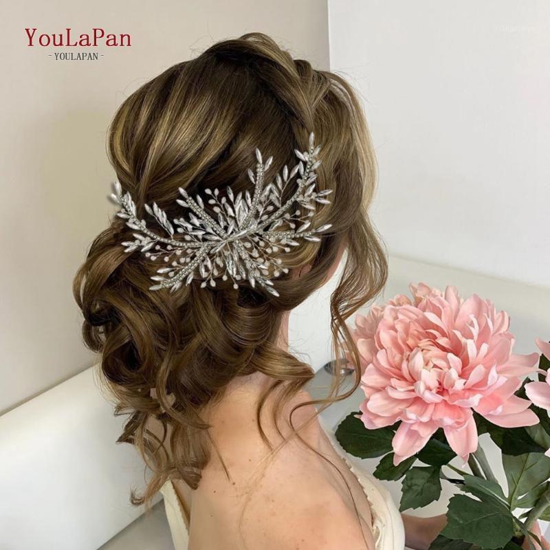 

YouLaPan HP287 Rhinestone Bridal Hair Clip Wedding Headdress Crystal Accessories Bride Headpiece Party Banquet Clips & Barrettes, Golden;silver