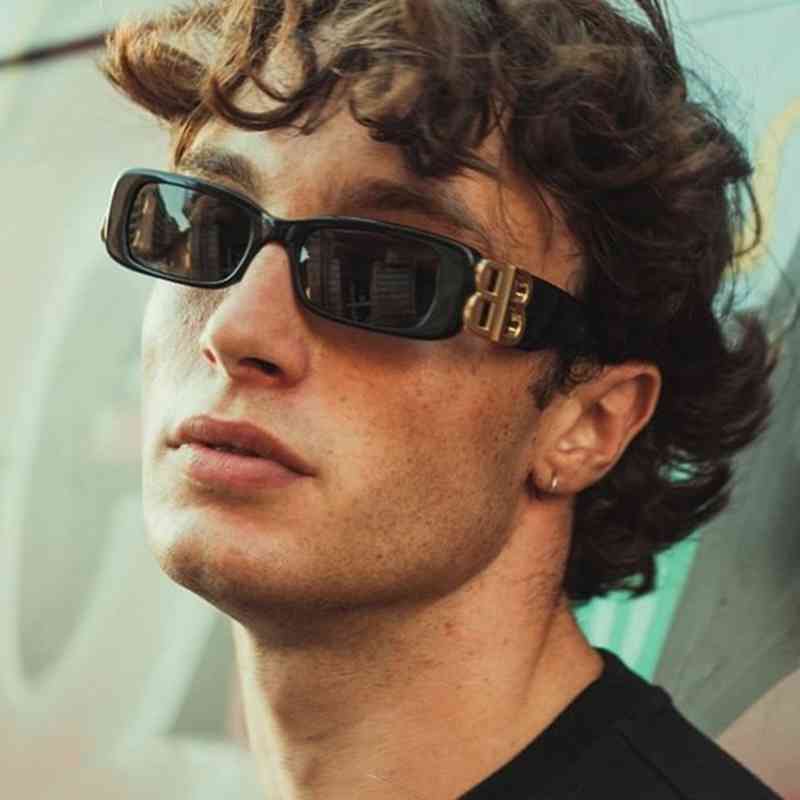 

8189 New Arrivals Eye Shield Sun Glass Fashionable Luxury Small Rectangle Trendy Letter B Unisex Sunglass 2021