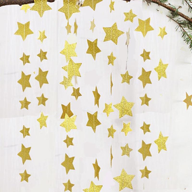 

Party Decoration 4m Paper Banner Garlands Gold/silver Star String Chain For Wedding Birthday Decora Supplies DIY Hoom Baby Shower Adornment