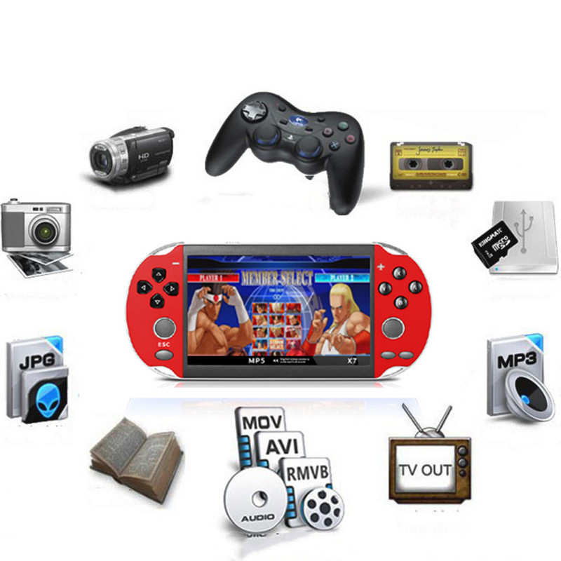X7 Handheld Portable Game Players Écran de 4,3 pouces MP5 Console de jeux vidéo SUP Retro 8 Go Prise en charge de la sortie TV Lecteur de jeu vid