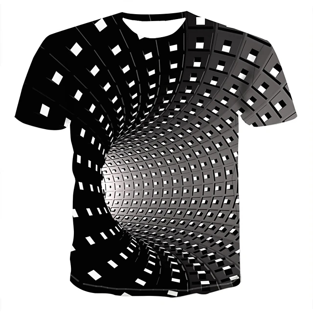 

Panic style Men 3D Print Visual deception T-shirt Graphic Optical Illusion Short Sleeve Party Tops Streetwear Punk & Gothic Round Neck Summer, 2370