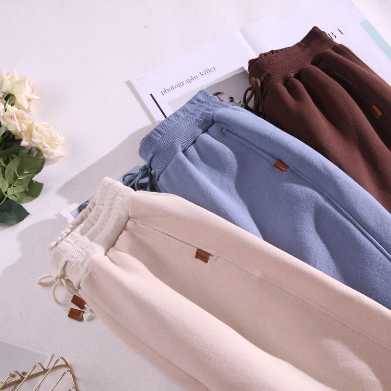 

Women' Pants & Capris 2021 Women Warm Sweatpants High Waist Sport Running Sports Casual Ladies Drawstring Plus Velvet Think Trousers M228, Blue plus velvet