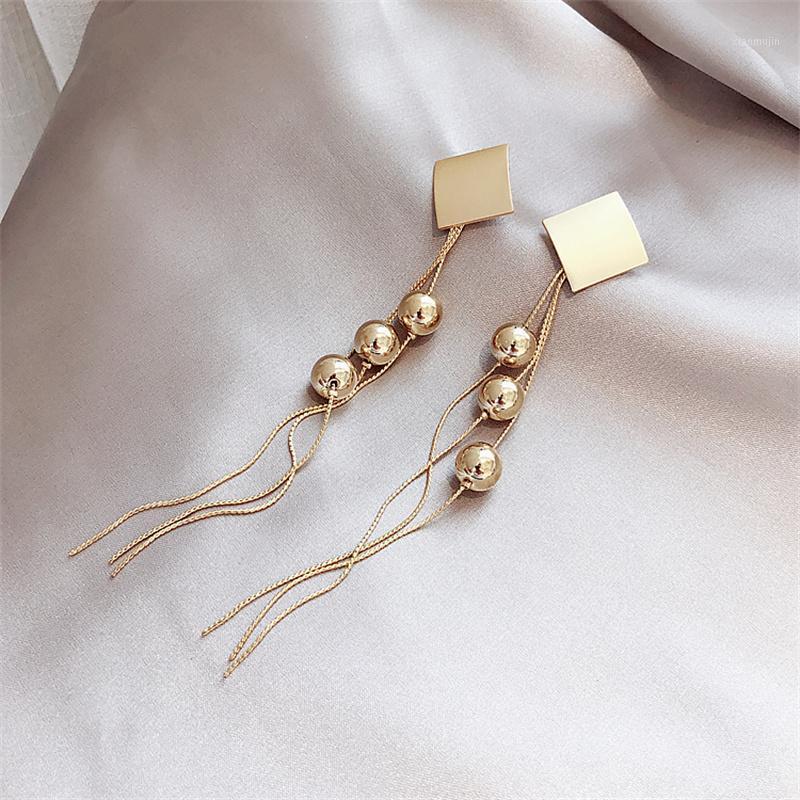 

Stud Geometric Long Tassel Ball Exaggeration 2021 Fashion Female European And American Style Personalized Earrings