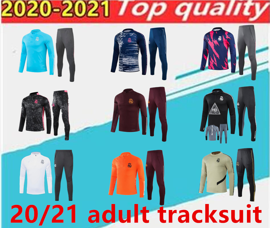 

20 21 Real Madrid football sportswear adult tracking suit chandal 2020 2021 camiseta de futbol hazard bezema Modic adult tracksuit suit.