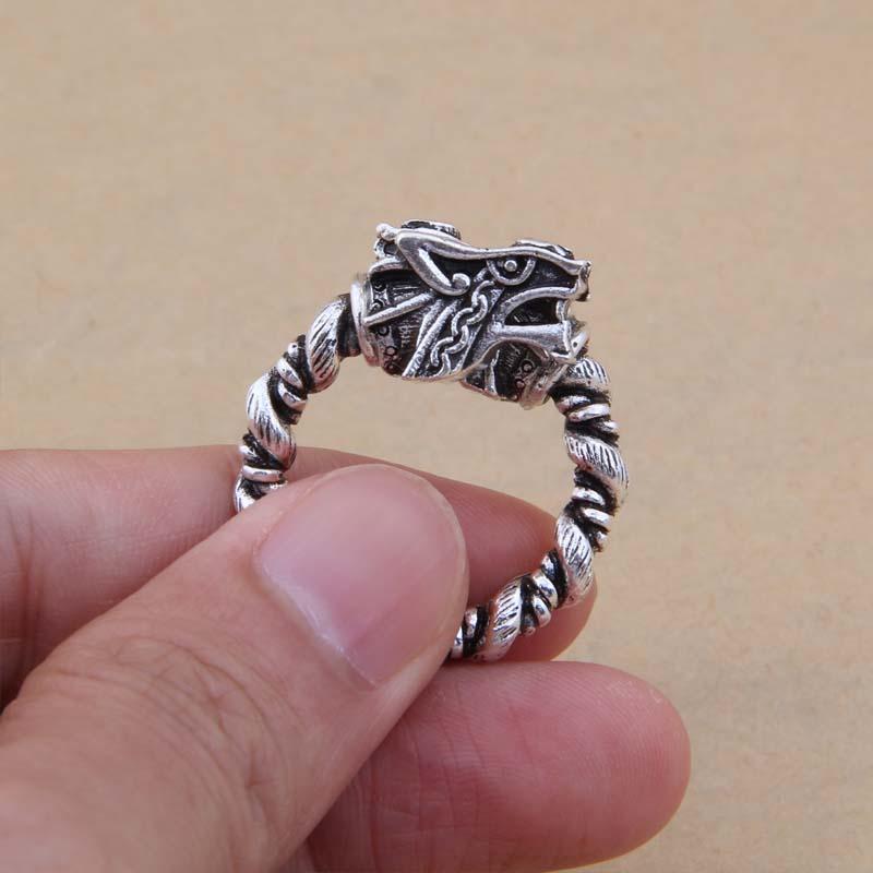 

Cluster Rings Dropshiping Style Alloy Adjustable Viking Wolf Ring For Men Gift